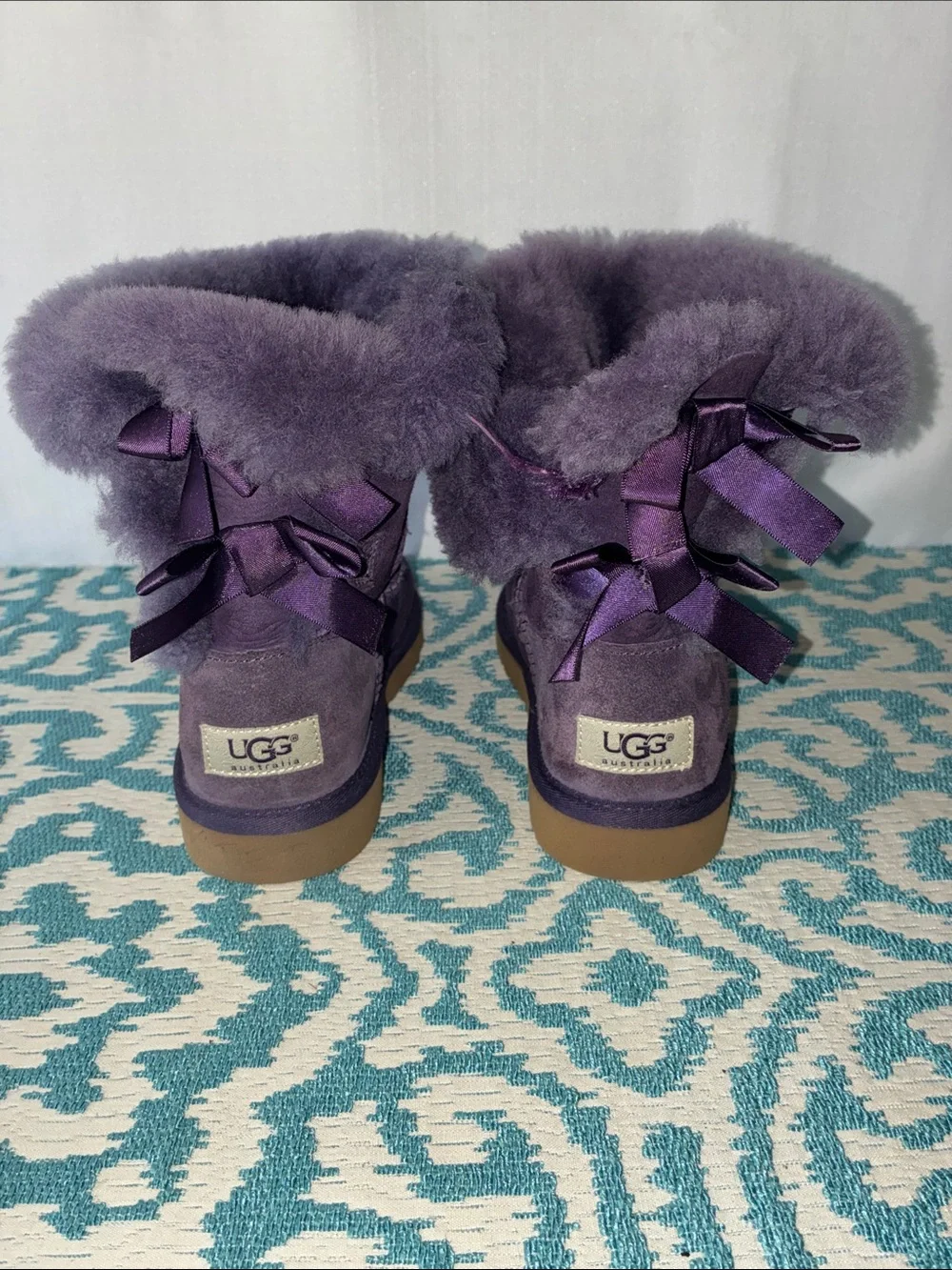 UGG Purple Suede Shearling Mid-Calf Boots for Girls